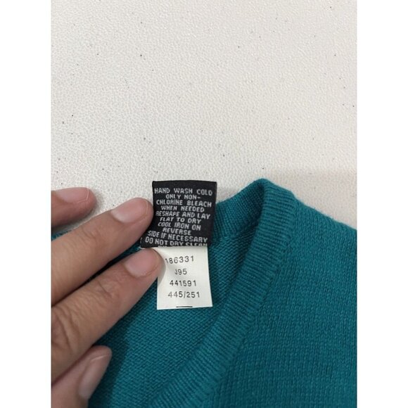 moda international embellished Cashmere Blend Sweater  Women Small Teal Green - Picture 8 of 10